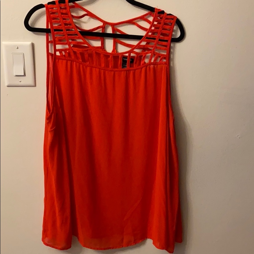 Red Sheer Sleeveless Blouse